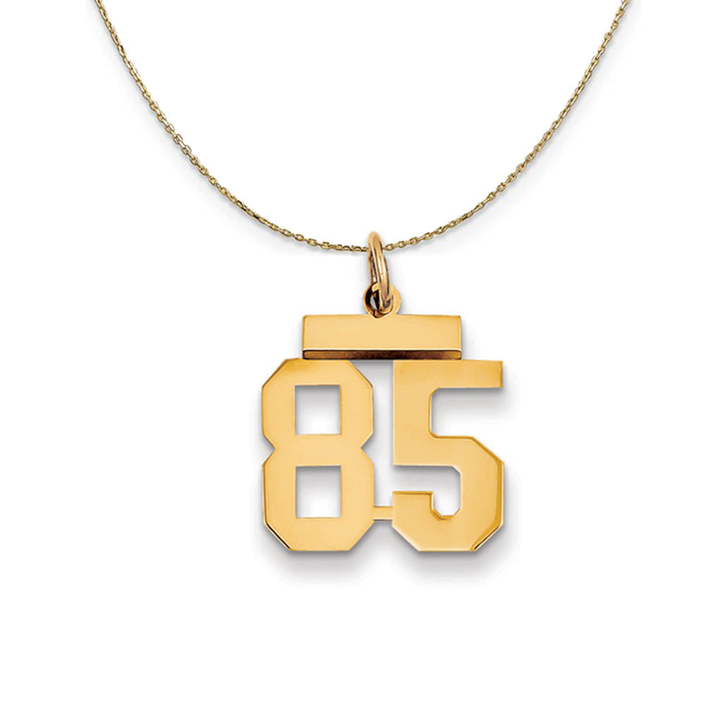 14k Yellow Gold, Athletic, Sm Polished Number 85 Necklace, Item N19759 by The Black Bow Jewelry Co.