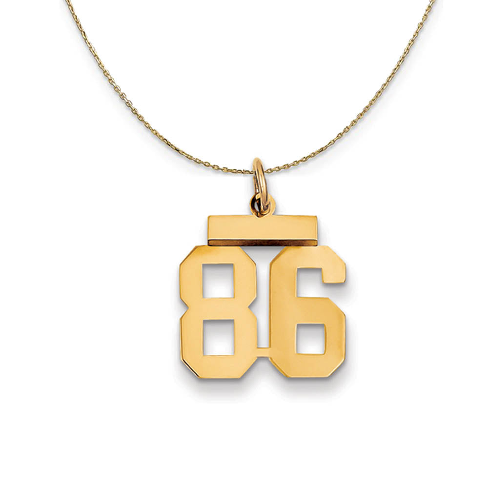 14k Yellow Gold, Athletic, Sm Polished Number 86 Necklace, Item N19760 by The Black Bow Jewelry Co.