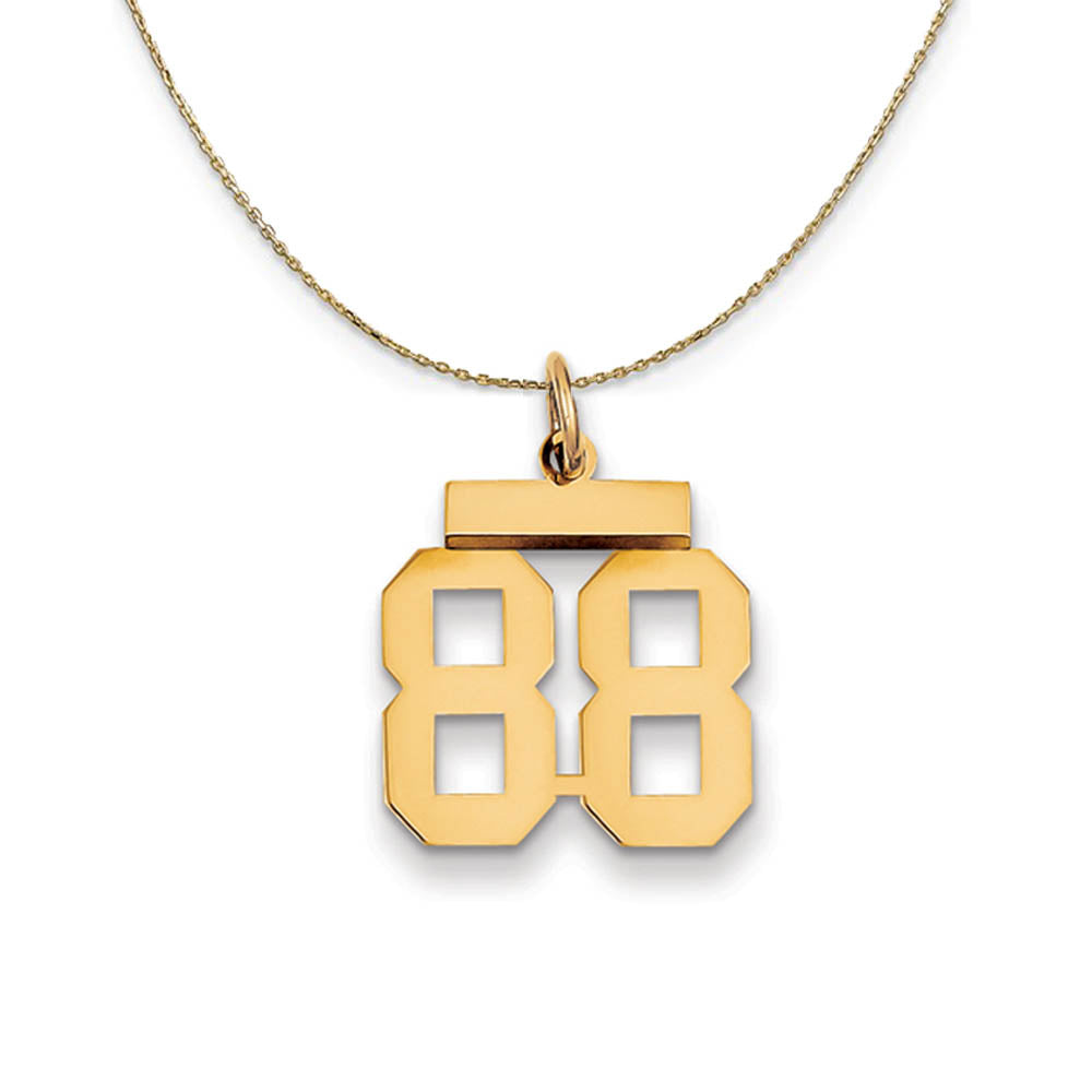 14k Yellow Gold, Athletic, Sm Polished Number 88 Necklace, Item N19762 by The Black Bow Jewelry Co.