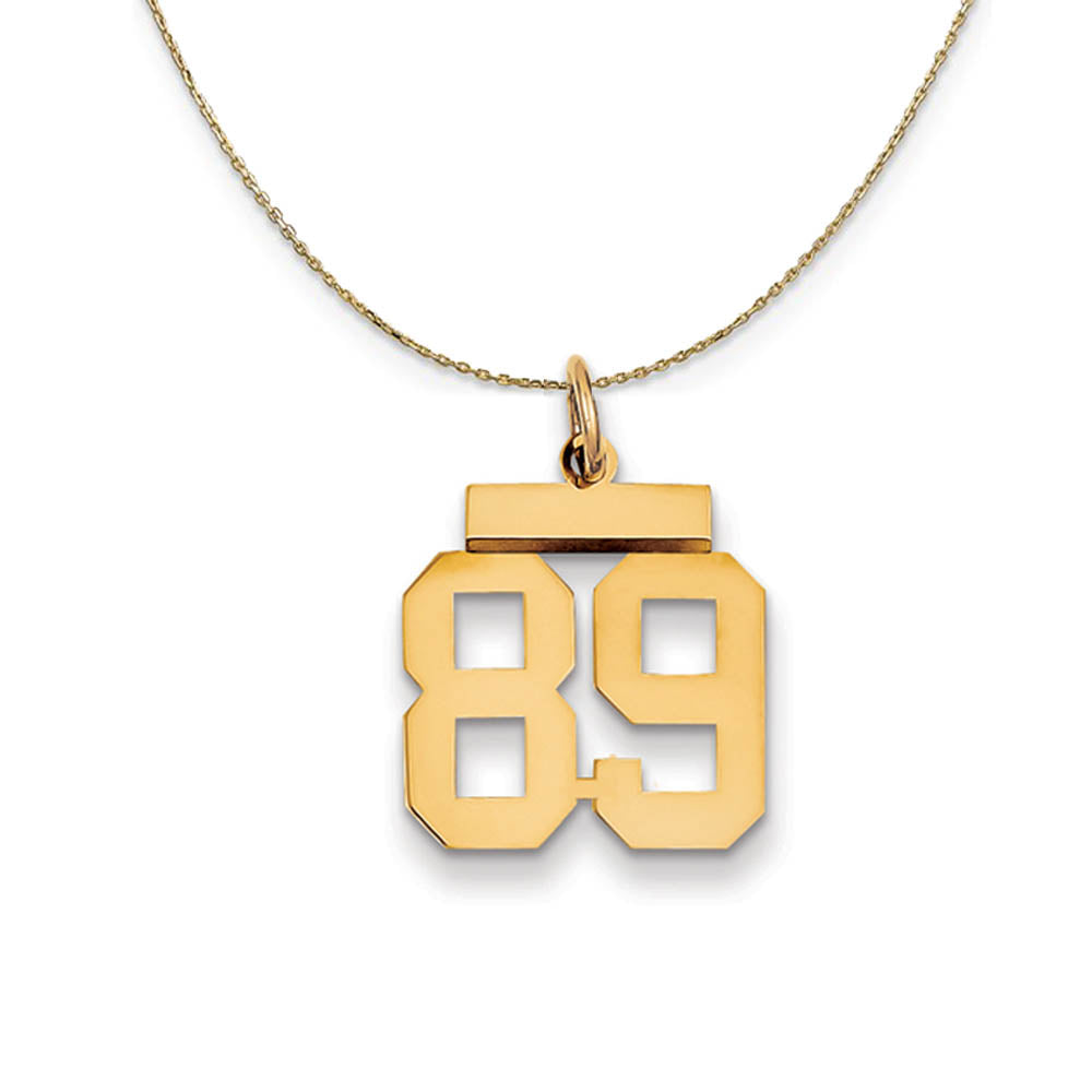14k Yellow Gold, Athletic, Sm Polished Number 89 Necklace, Item N19763 by The Black Bow Jewelry Co.