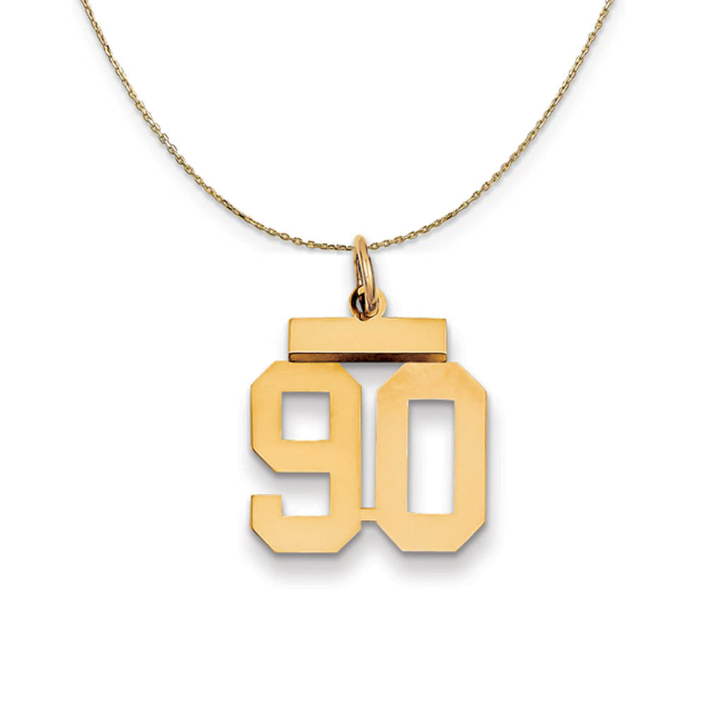 14k Yellow Gold, Athletic, Sm Polished Number 90 Necklace, Item N19765 by The Black Bow Jewelry Co.
