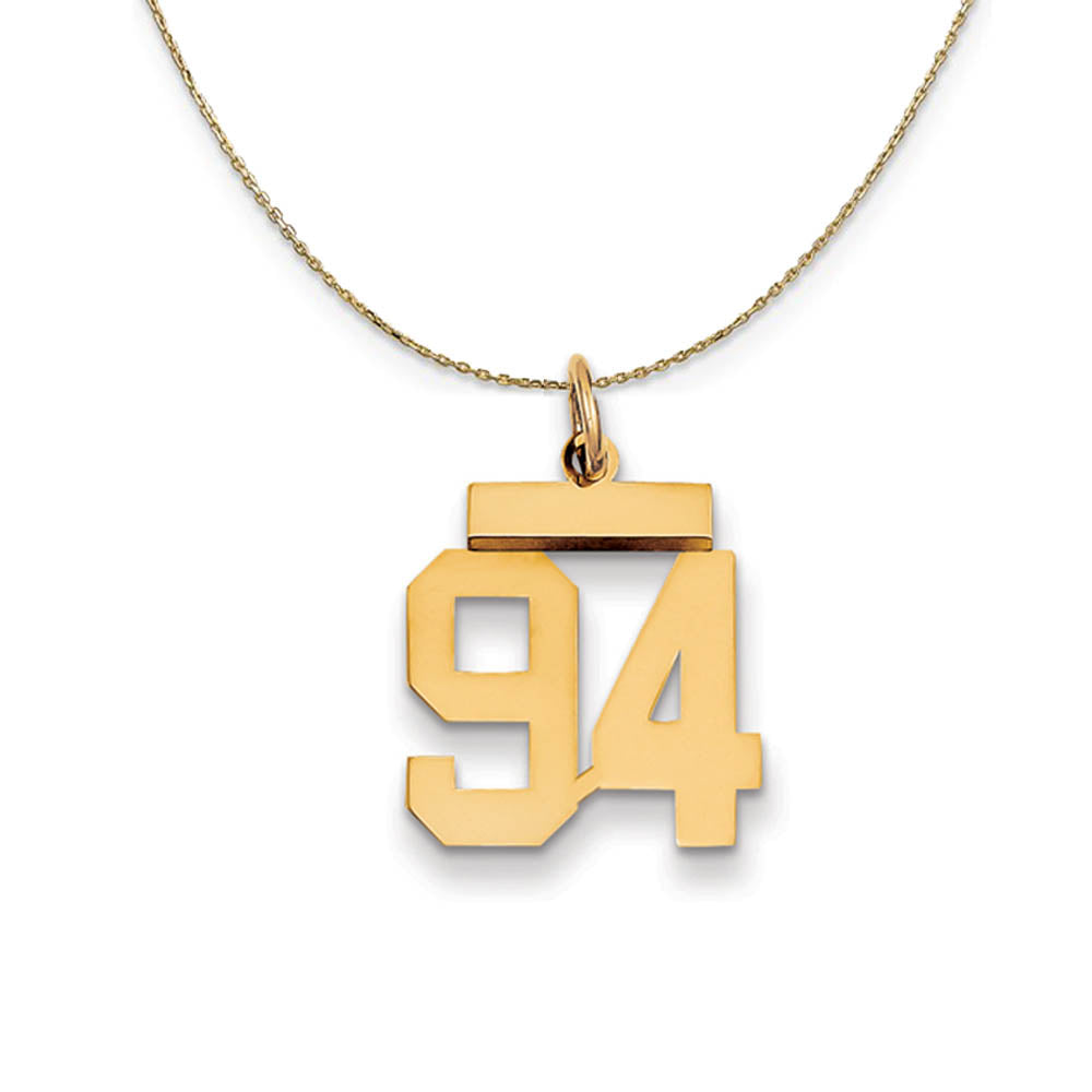 14k Yellow Gold, Athletic, Sm Polished Number 94 Necklace, Item N19769 by The Black Bow Jewelry Co.