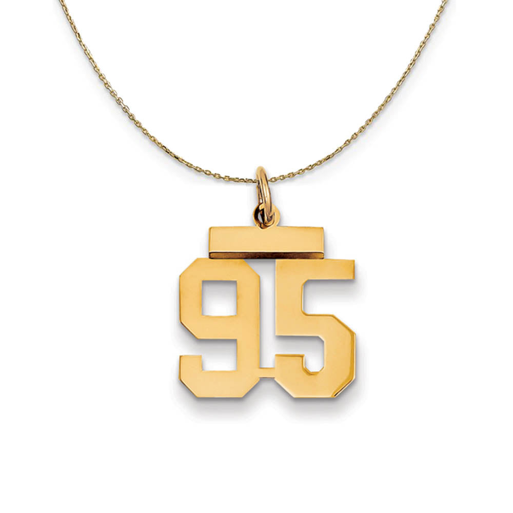 14k Yellow Gold, Athletic, Sm Polished Number 95 Necklace, Item N19770 by The Black Bow Jewelry Co.