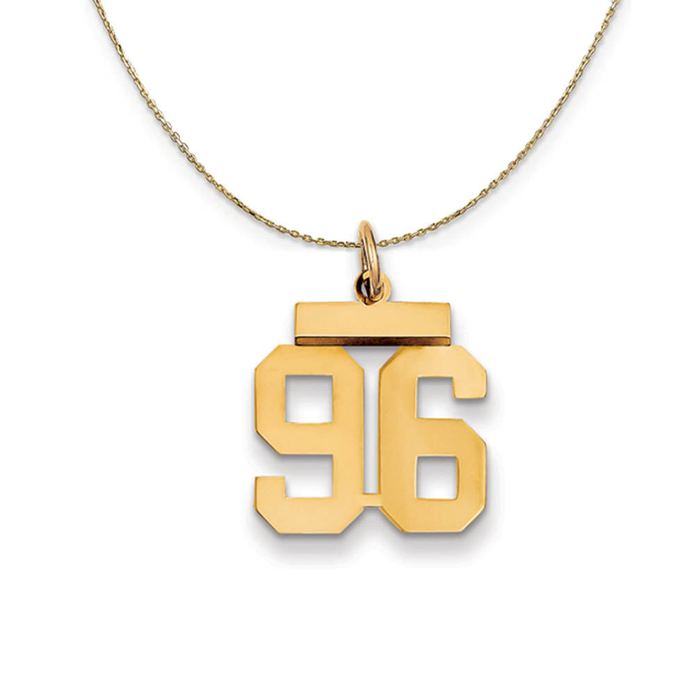 14k Yellow Gold, Athletic, Sm Polished Number 96 Necklace, Item N19771 by The Black Bow Jewelry Co.