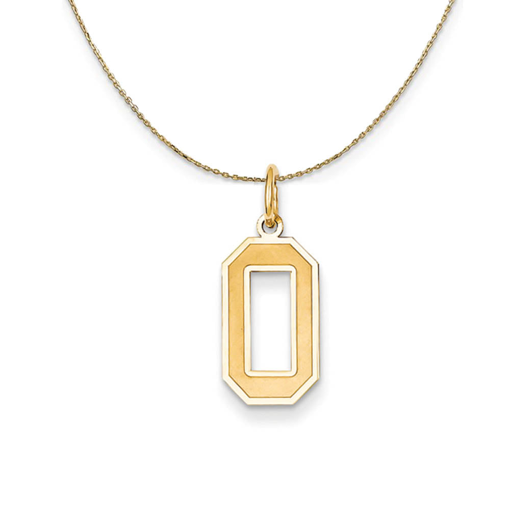 14k Yellow Gold, Jersey, Med Number 0 Necklace, Item N19775 by The Black Bow Jewelry Co.