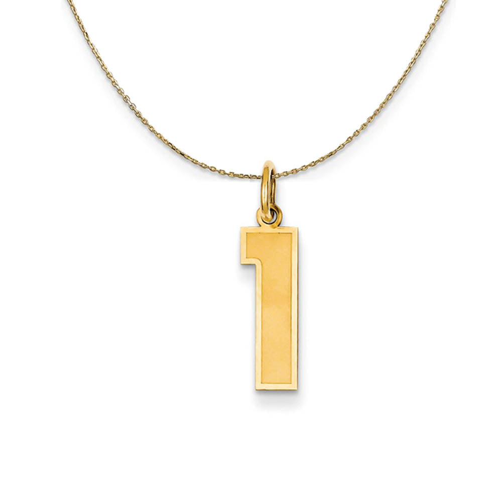 14k Yellow Gold, Jersey, Med Number 1 Necklace, Item N19776 by The Black Bow Jewelry Co.