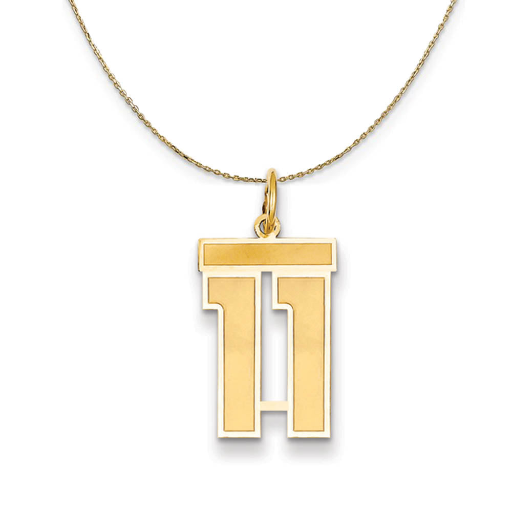 14k Yellow Gold, Jersey, Med Number 11 Necklace, Item N19778 by The Black Bow Jewelry Co.