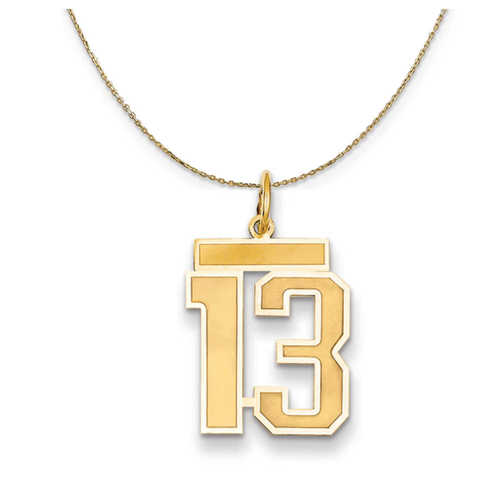14k Yellow Gold, Jersey, Med Number 13 Necklace, Item N19780 by The Black Bow Jewelry Co.