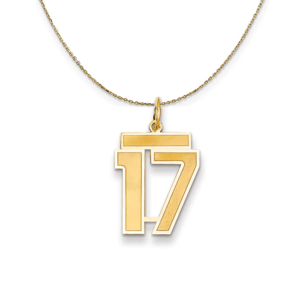 14k Yellow Gold, Jersey, Med Number 17 Necklace, Item N19784 by The Black Bow Jewelry Co.
