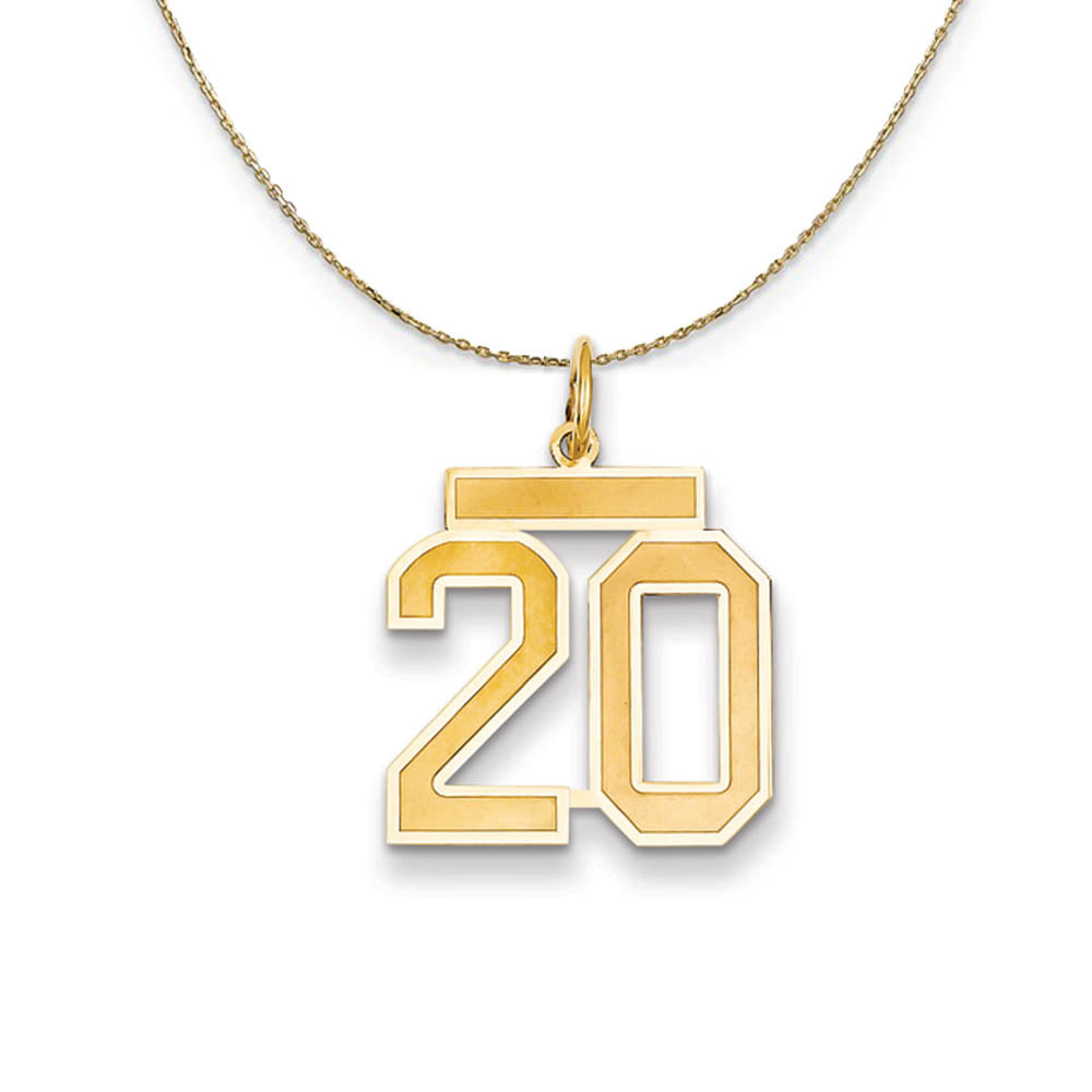 14k Yellow Gold, Jersey, Med Number 20 Necklace, Item N19788 by The Black Bow Jewelry Co.