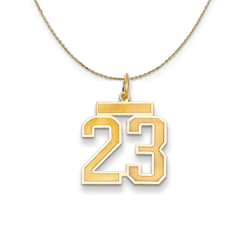 14k Yellow Gold, Jersey, Med Number 23 Necklace, Item N19791 by The Black Bow Jewelry Co.