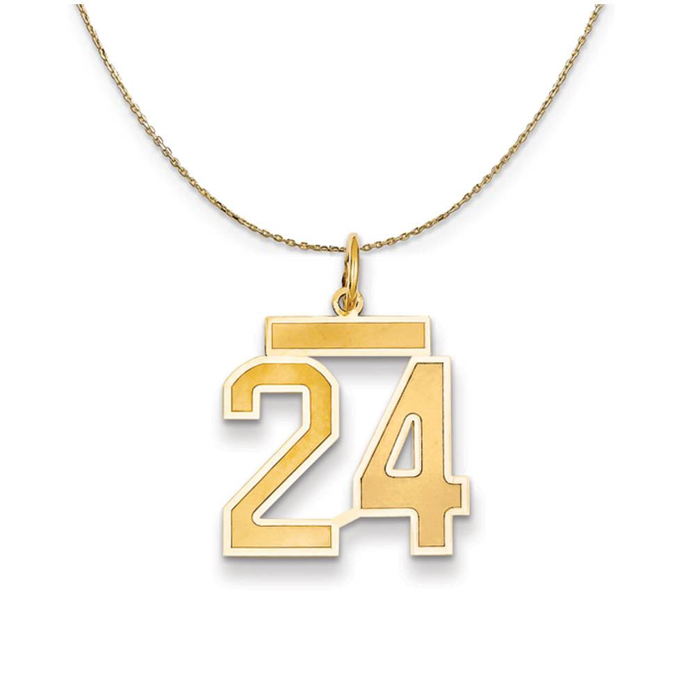 14k Yellow Gold, Jersey, Med Number 24 Necklace, Item N19792 by The Black Bow Jewelry Co.