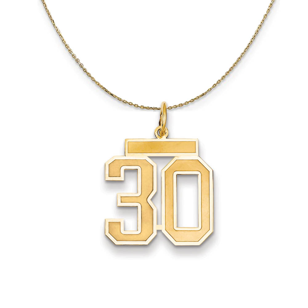 14k Yellow Gold, Jersey, Med Number 30 Necklace, Item N19799 by The Black Bow Jewelry Co.