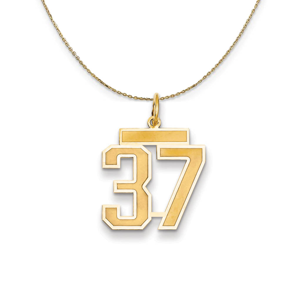 14k Yellow Gold, Jersey, Med Number 37 Necklace, Item N19806 by The Black Bow Jewelry Co.