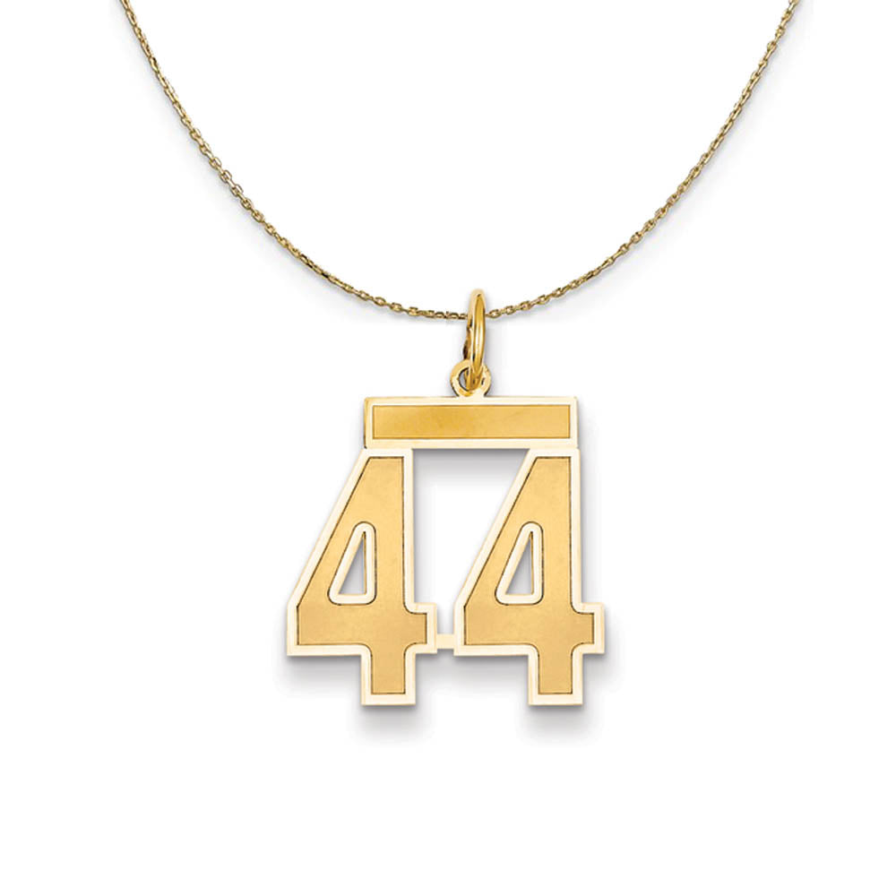 14k Yellow Gold, Jersey, Med Number 44 Necklace, Item N19814 by The Black Bow Jewelry Co.