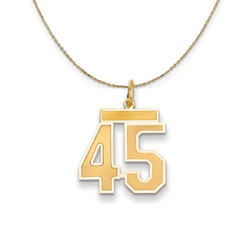 14k Yellow Gold, Jersey, Med Number 45 Necklace, Item N19815 by The Black Bow Jewelry Co.