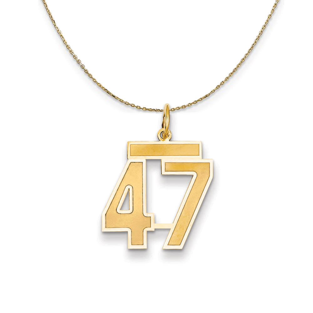 14k Yellow Gold, Jersey, Med Number 47 Necklace, Item N19817 by The Black Bow Jewelry Co.