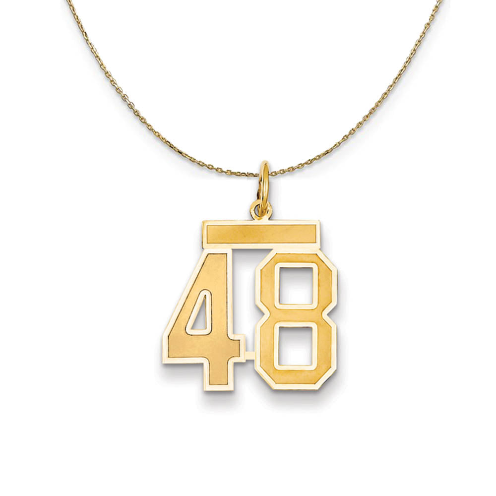 14k Yellow Gold, Jersey, Med Number 48 Necklace, Item N19818 by The Black Bow Jewelry Co.