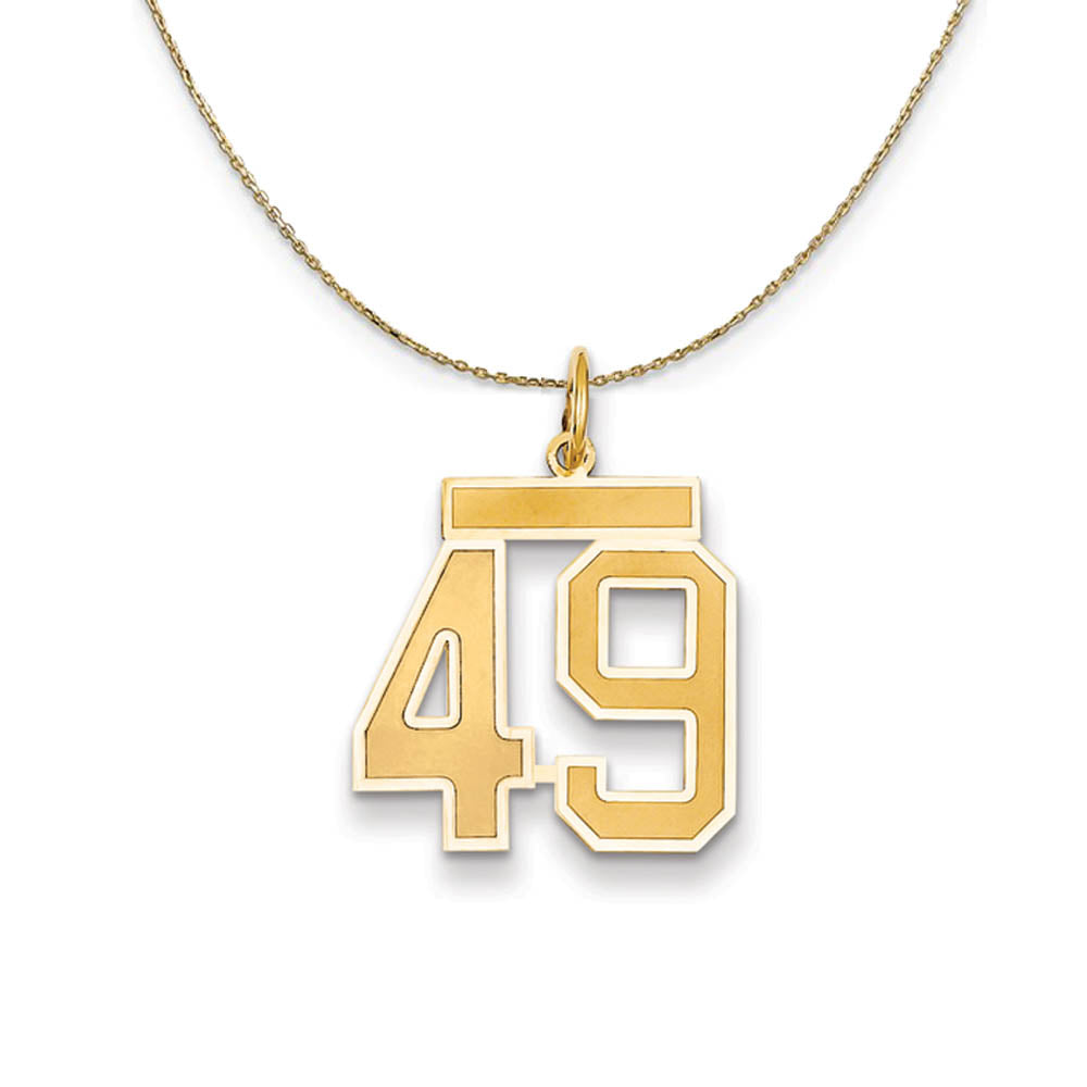 14k Yellow Gold, Jersey, Med Number 49 Necklace, Item N19819 by The Black Bow Jewelry Co.