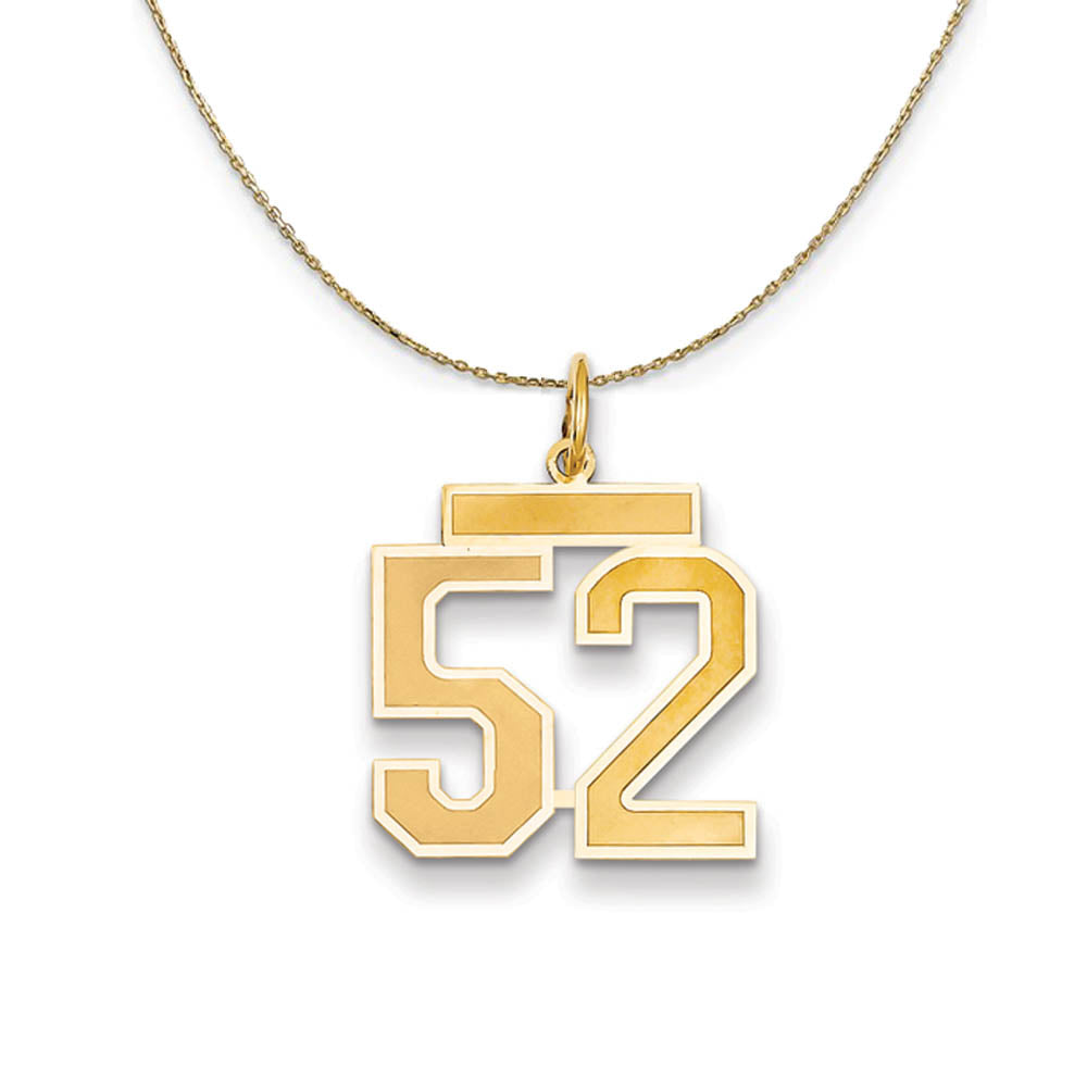 14k Yellow Gold, Jersey, Med Number 52 Necklace - Black Bow Jewelry Company
