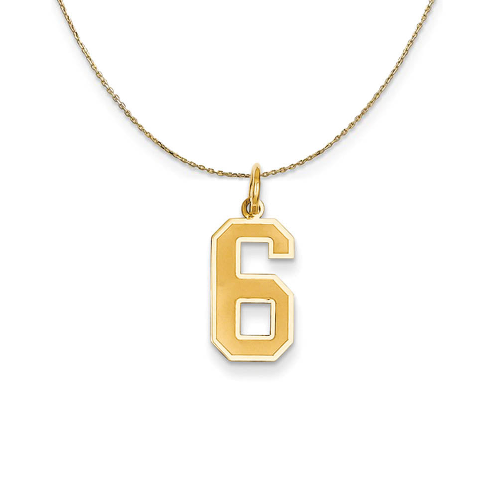 14k Yellow Gold, Jersey, Med Number 6 Necklace, Item N19831 by The Black Bow Jewelry Co.