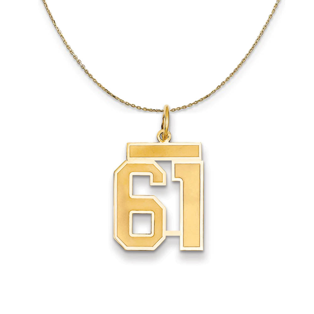 14k Yellow Gold, Jersey, Med Number 61 Necklace, Item N19833 by The Black Bow Jewelry Co.