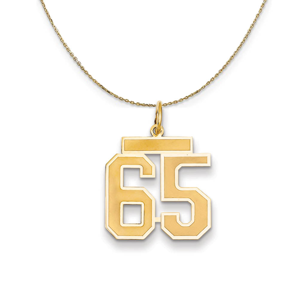 14k Yellow Gold, Jersey, Med Number 65 Necklace, Item N19837 by The Black Bow Jewelry Co.
