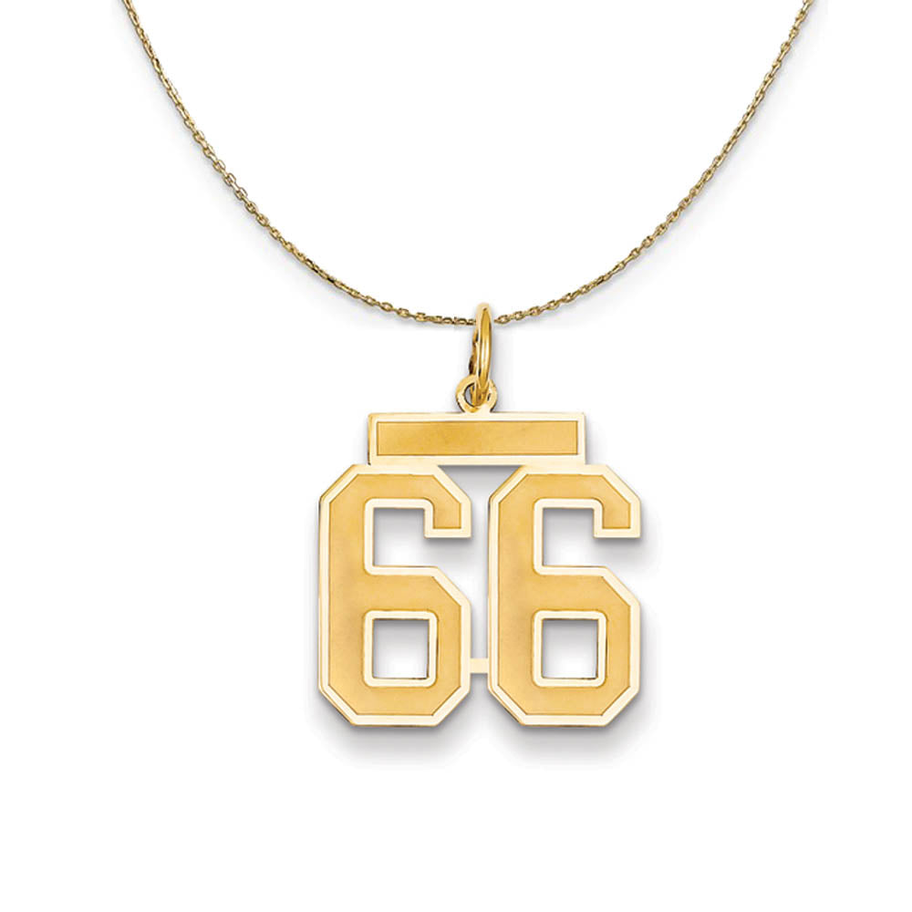 14k Yellow Gold, Jersey, Med Number 66 Necklace, Item N19838 by The Black Bow Jewelry Co.