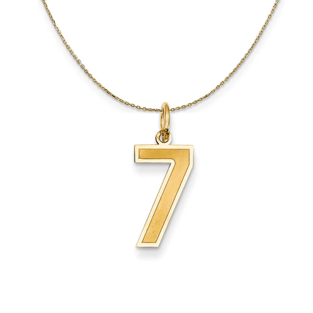 14k Yellow Gold, Jersey, Med Number 7 Necklace, Item N19842 by The Black Bow Jewelry Co.