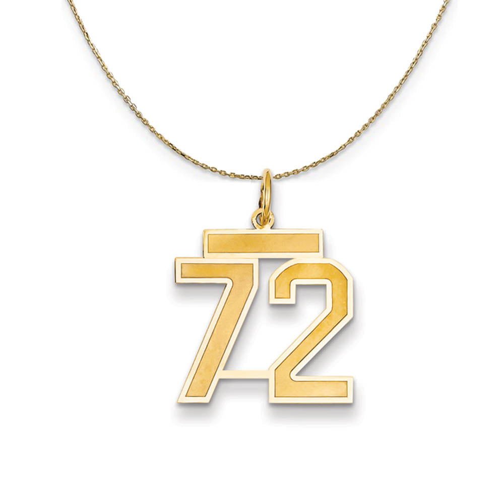 14k Yellow Gold, Jersey, Med Number 72 Necklace, Item N19845 by The Black Bow Jewelry Co.