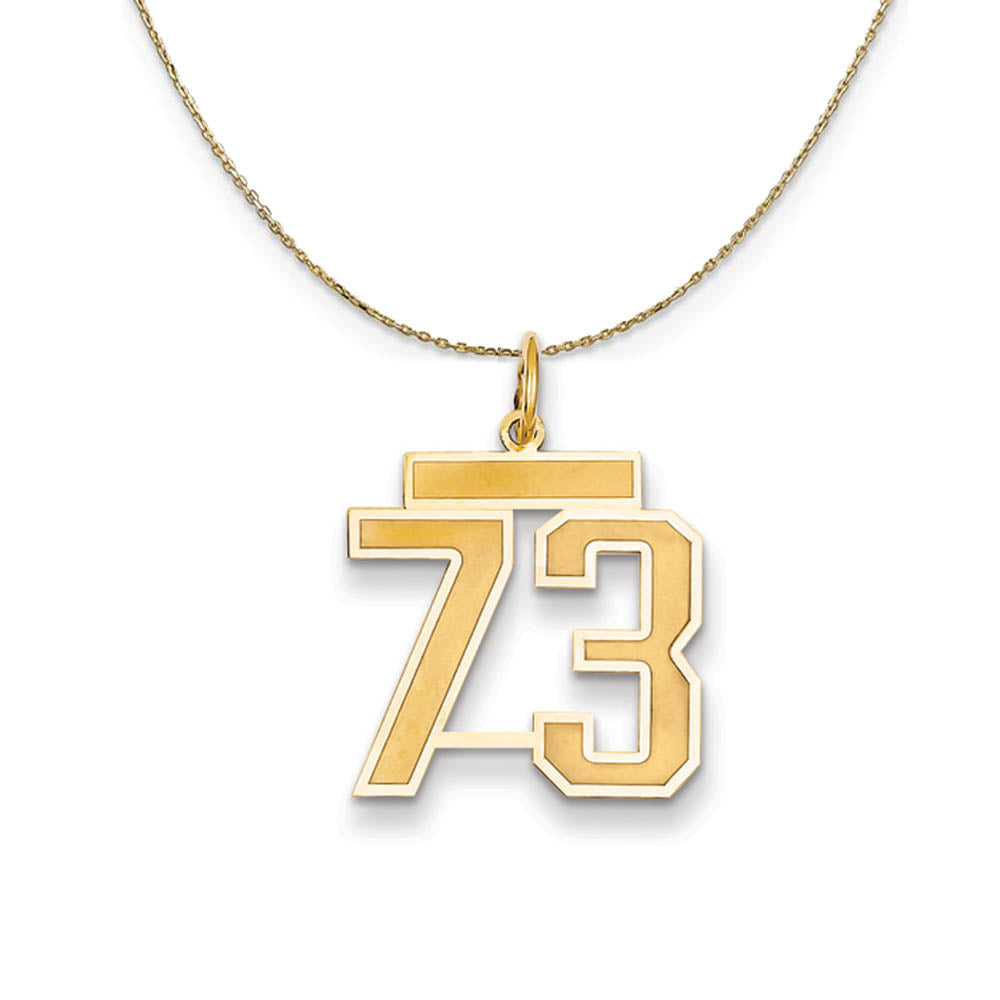 14k Yellow Gold, Jersey, Med Number 73 Necklace, Item N19846 by The Black Bow Jewelry Co.