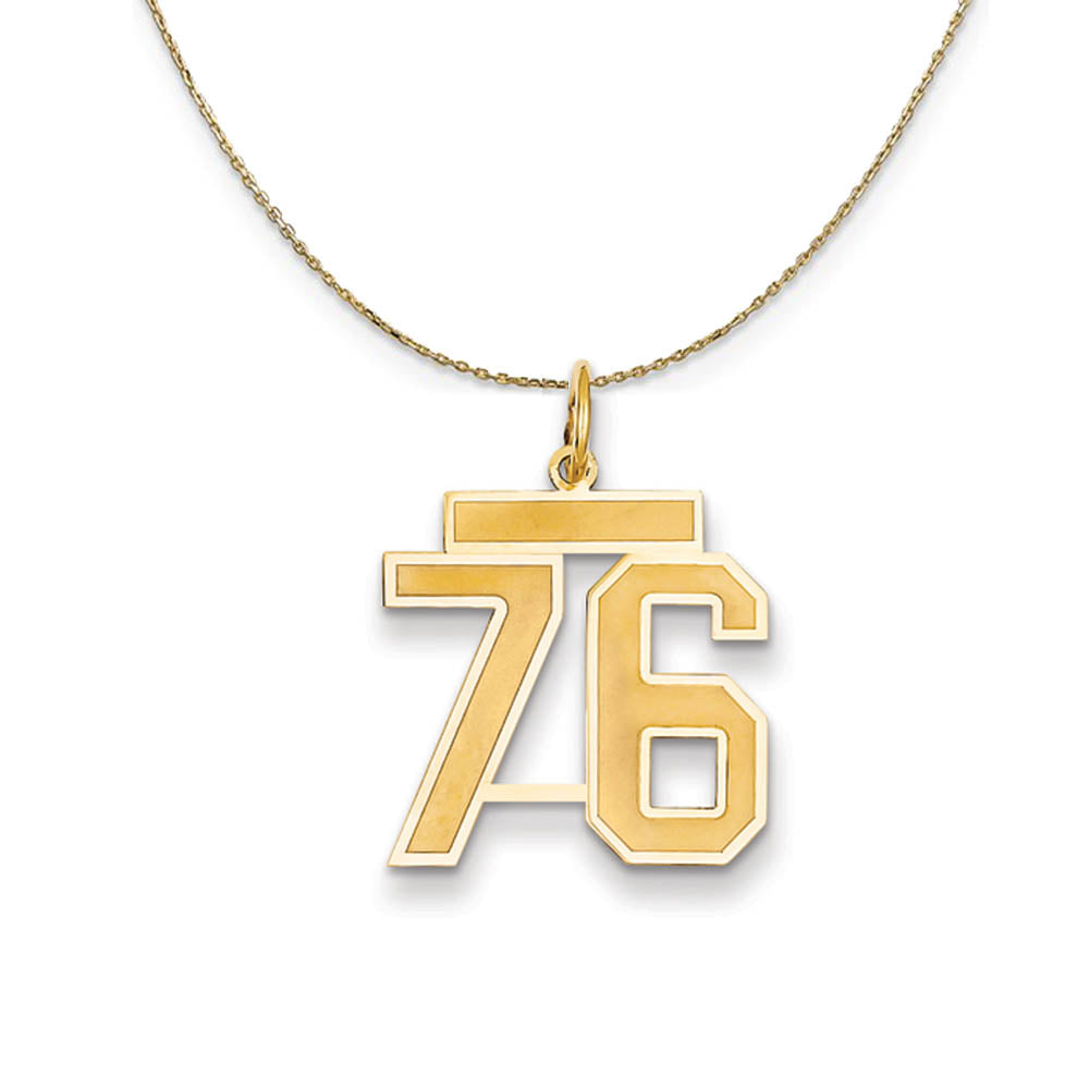 14k Yellow Gold, Jersey, Med Number 76 Necklace, Item N19849 by The Black Bow Jewelry Co.