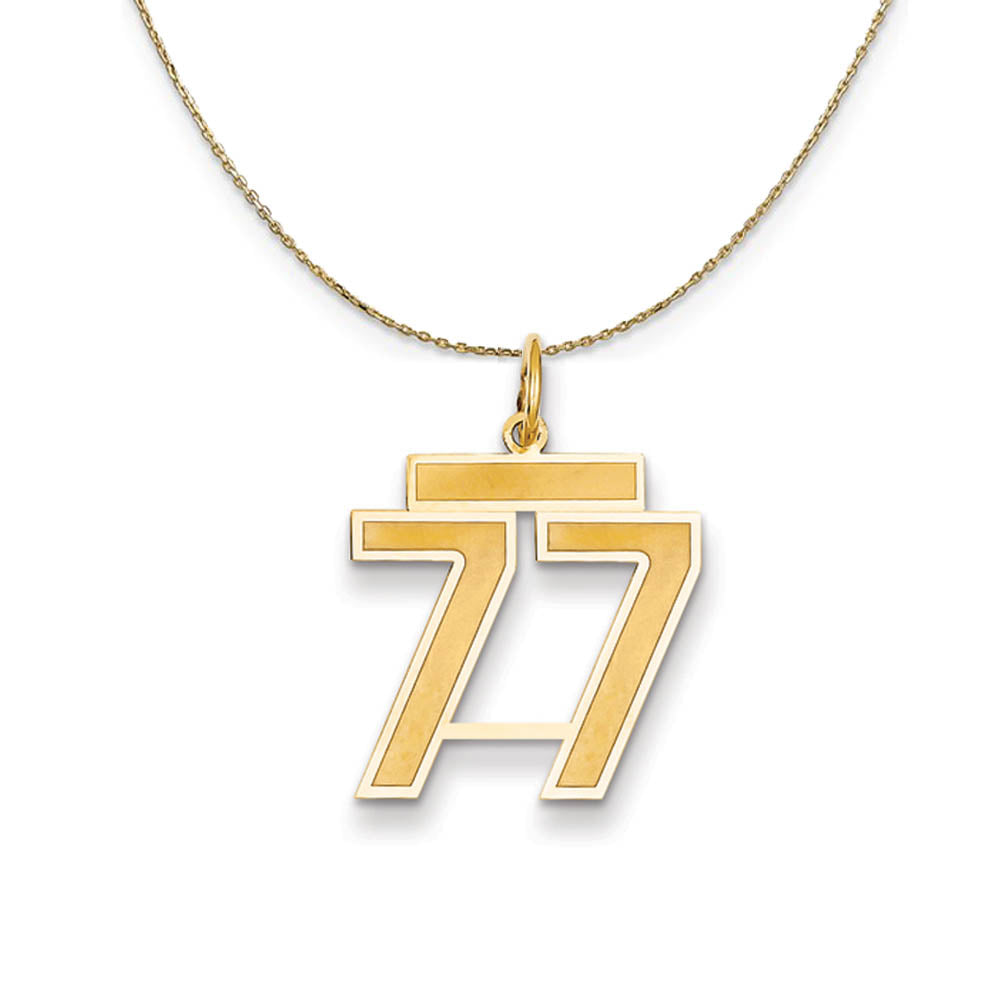 14k Yellow Gold, Jersey, Med Number 77 Necklace, Item N19850 by The Black Bow Jewelry Co.
