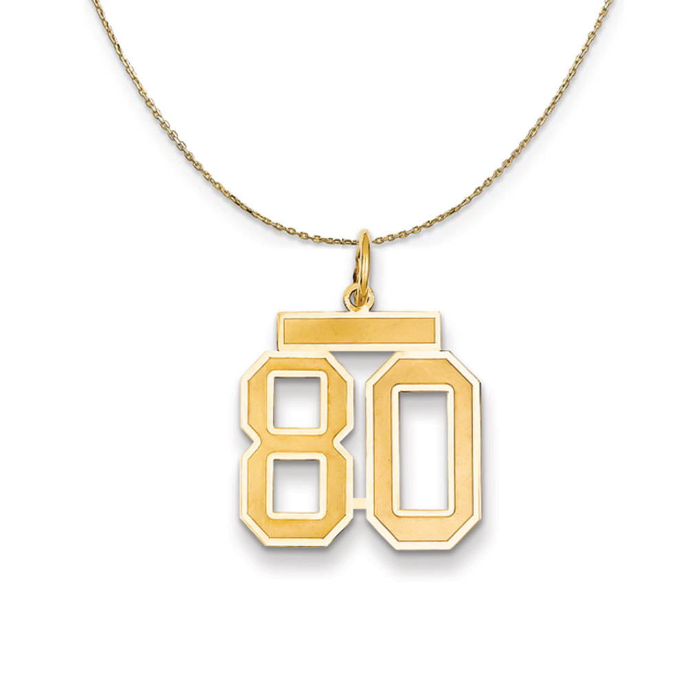 14k Yellow Gold, Jersey, Med Number 80 Necklace, Item N19854 by The Black Bow Jewelry Co.