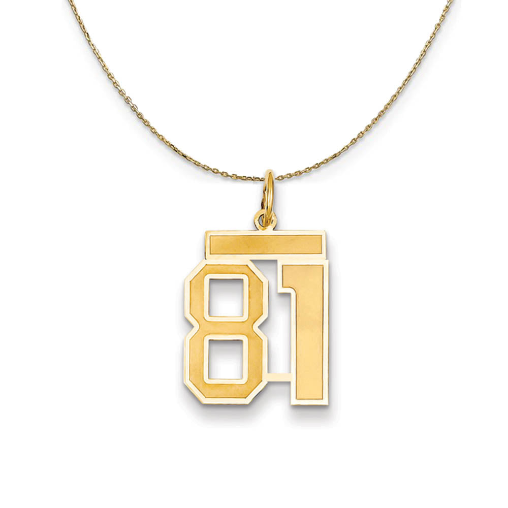 14k Yellow Gold, Jersey, Med Number 81 Necklace, Item N19855 by The Black Bow Jewelry Co.