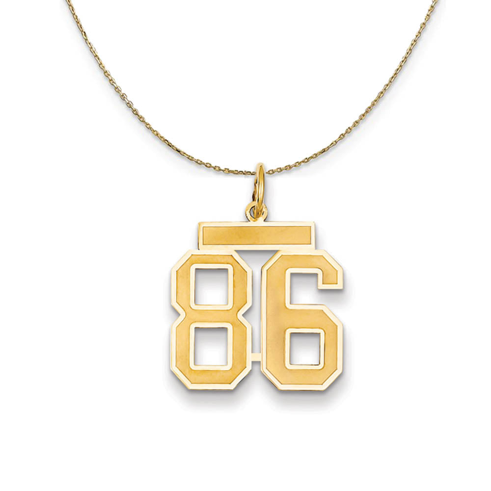 14k Yellow Gold, Jersey, Med Number 86 Necklace, Item N19860 by The Black Bow Jewelry Co.