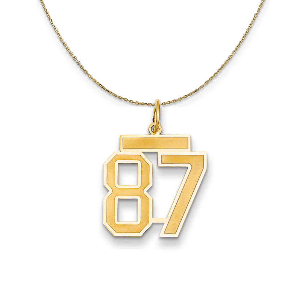14k Yellow Gold, Jersey, Med Number 87 Necklace, Item N19861 by The Black Bow Jewelry Co.