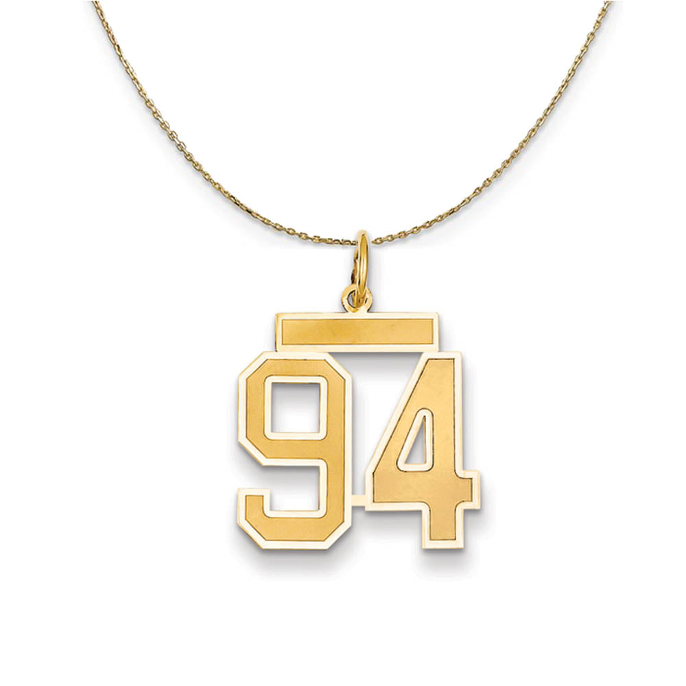 14k Yellow Gold, Jersey, Med Number 94 Necklace, Item N19869 by The Black Bow Jewelry Co.
