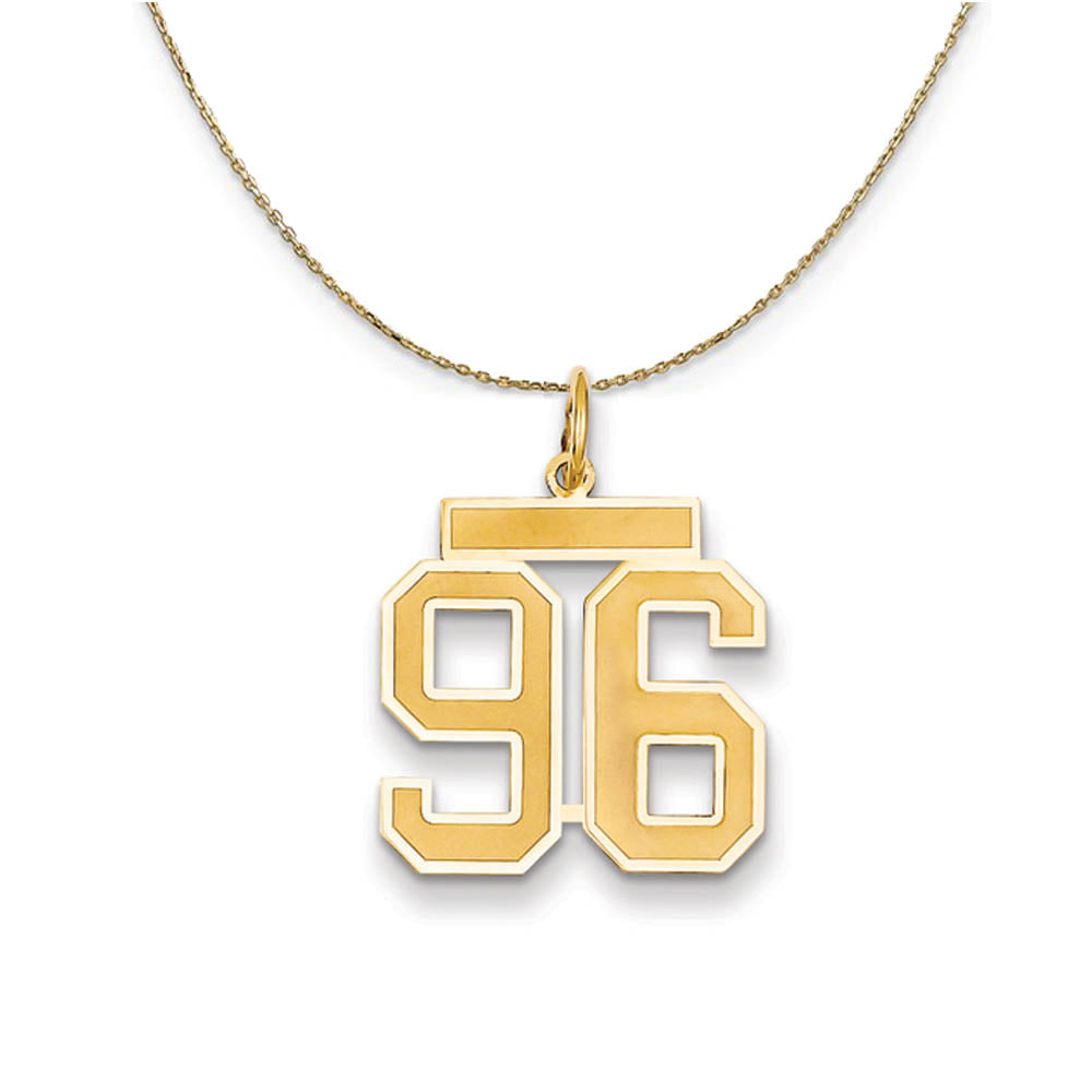 14k Yellow Gold, Jersey, Med Number 96 Necklace, Item N19871 by The Black Bow Jewelry Co.