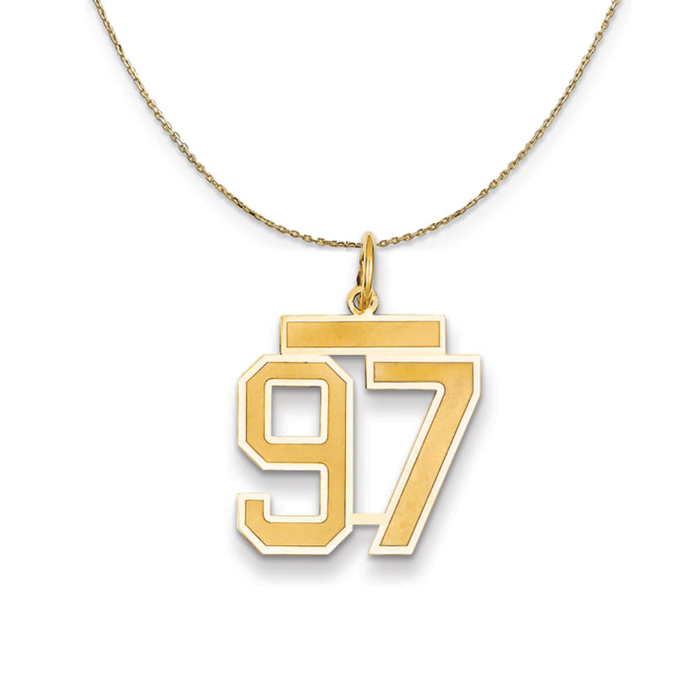 14k Yellow Gold, Jersey, Med Number 97 Necklace, Item N19872 by The Black Bow Jewelry Co.