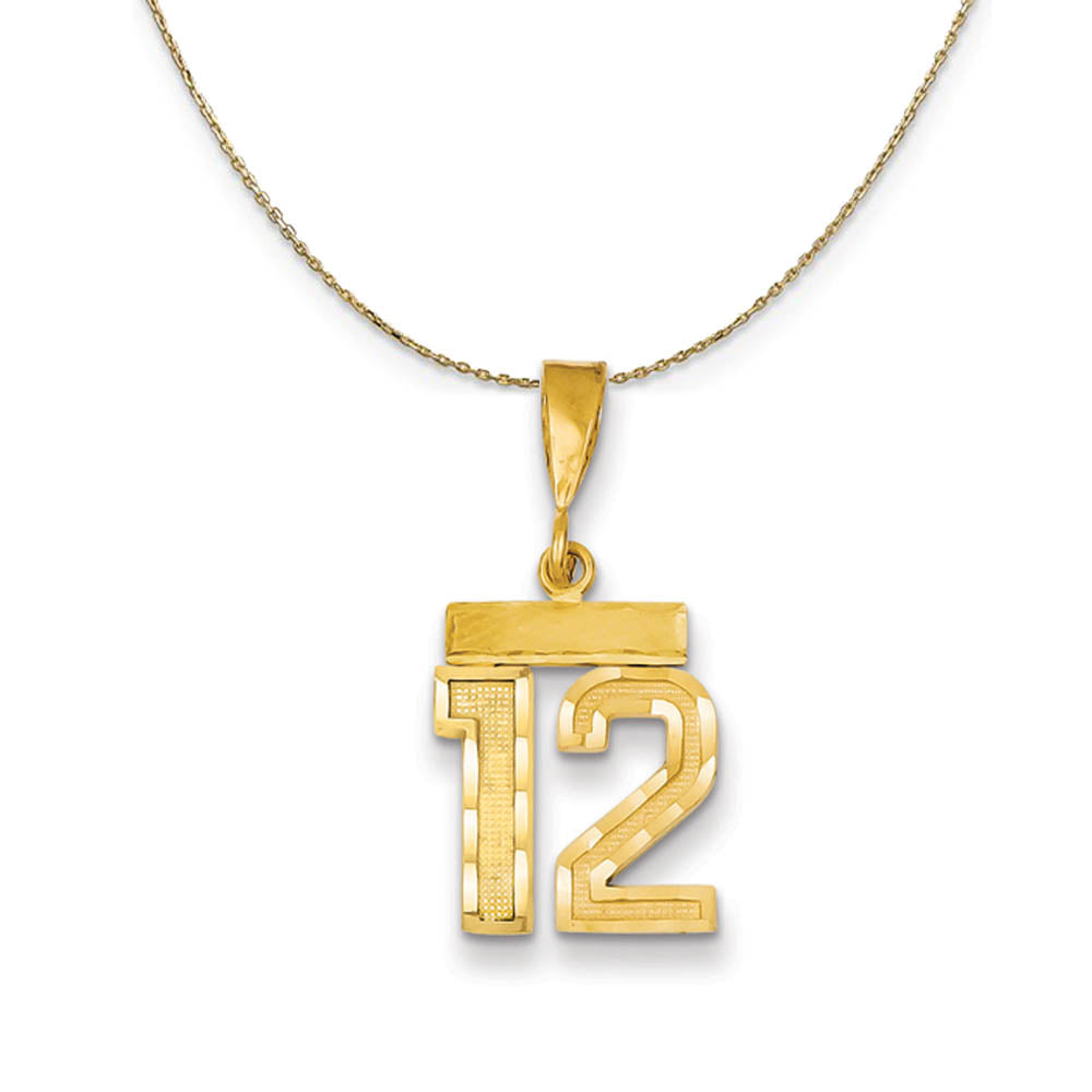 14k Yellow Gold, Varsity, Sm D/C Necklace Number 12, Item N19879 by The Black Bow Jewelry Co.