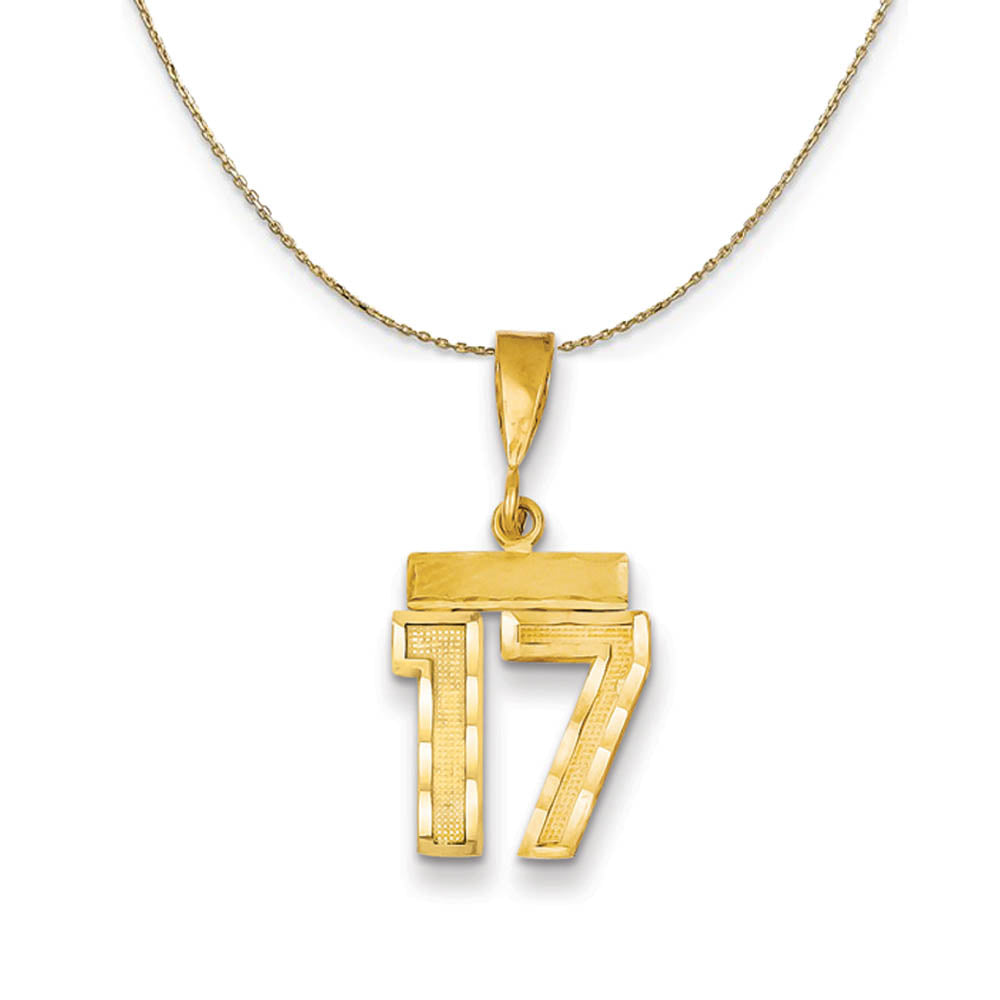 14k Yellow Gold, Varsity, Sm D/C Necklace Number 17, Item N19884 by The Black Bow Jewelry Co.