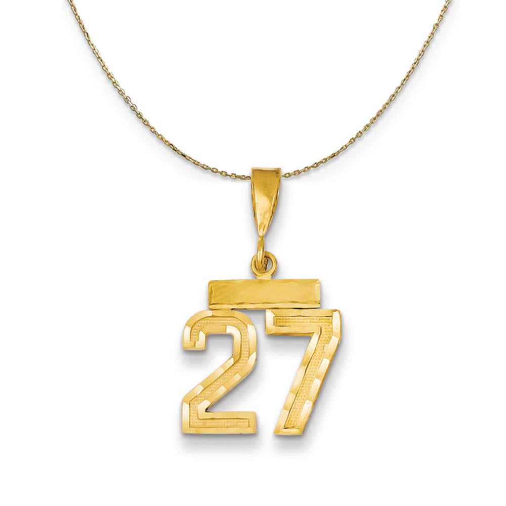 14k Yellow Gold, Varsity, Sm D/C Necklace Number 27, Item N19895 by The Black Bow Jewelry Co.
