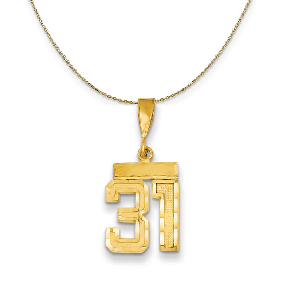 14k Yellow Gold, Varsity, Sm D/C Necklace Number 31, Item N19900 by The Black Bow Jewelry Co.