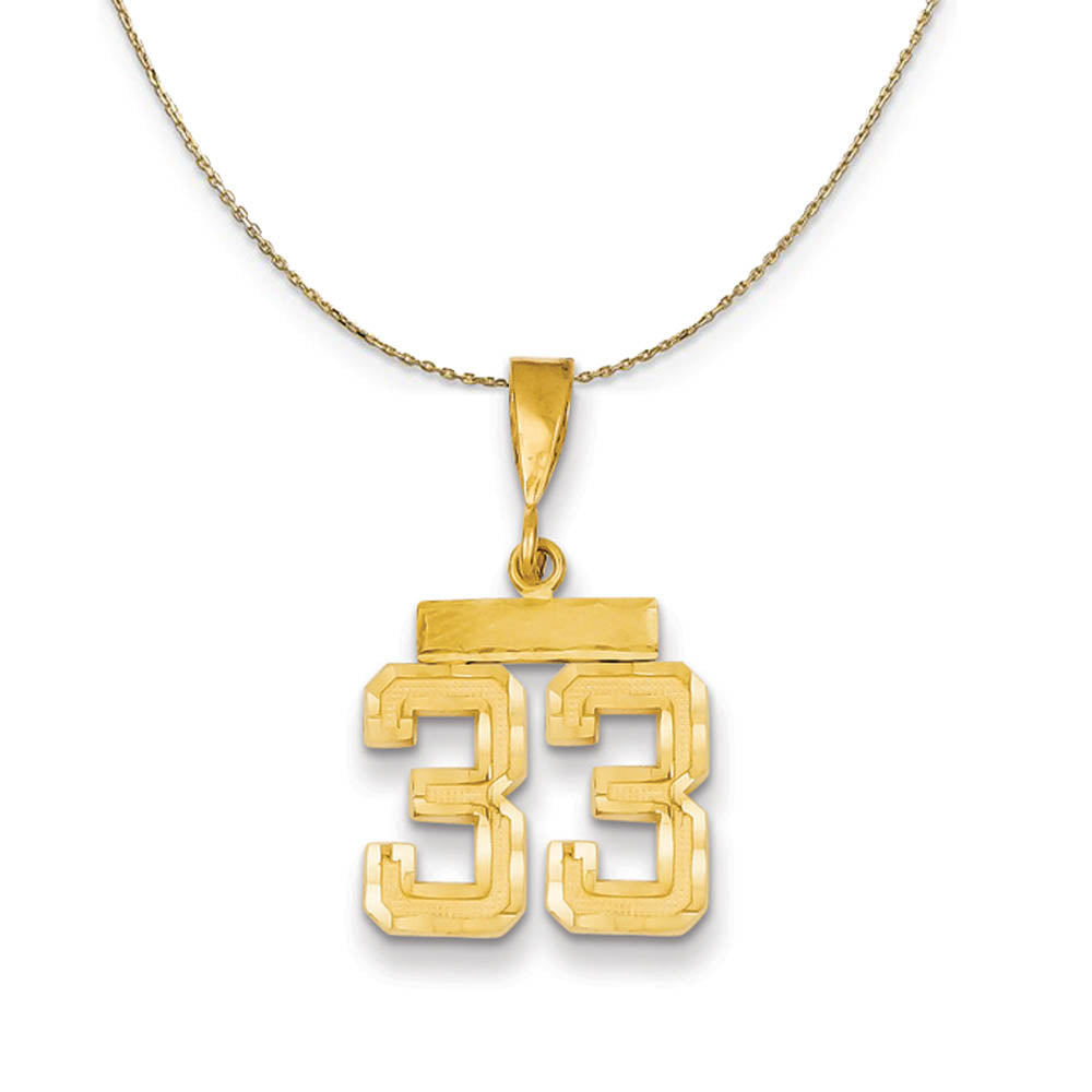 14k Yellow Gold, Varsity, Sm D/C Necklace Number 33, Item N19902 by The Black Bow Jewelry Co.