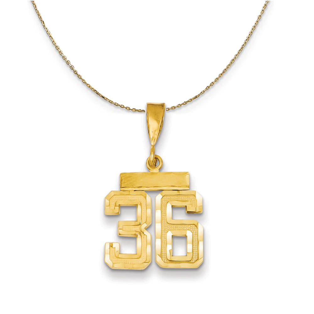 14k Yellow Gold, Varsity, Sm D/C Necklace Number 36, Item N19905 by The Black Bow Jewelry Co.