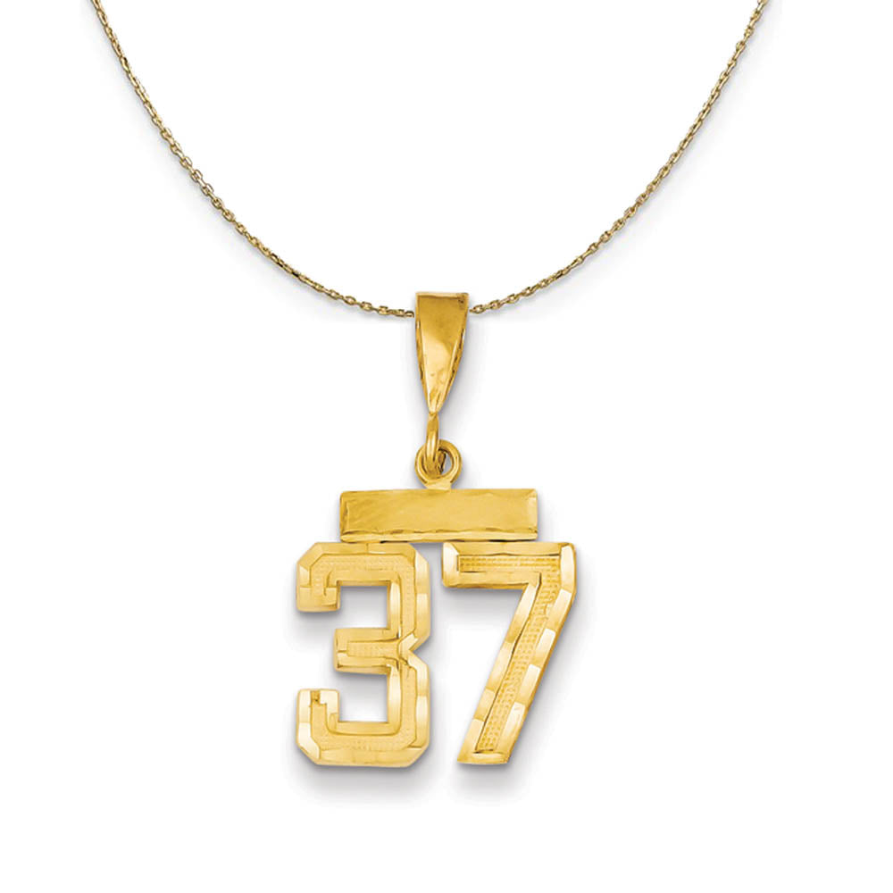 14k Yellow Gold, Varsity, Sm D/C Necklace Number 37, Item N19906 by The Black Bow Jewelry Co.