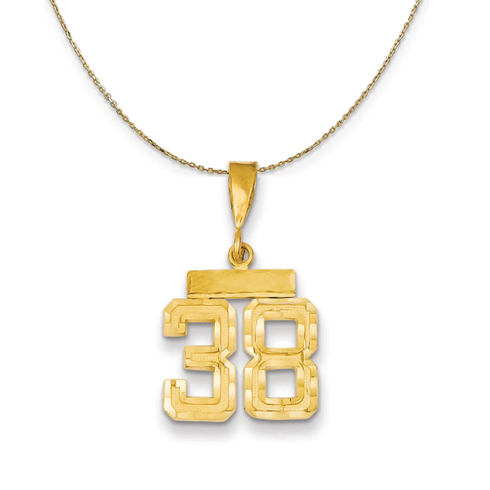 14k Yellow Gold, Varsity, Sm D/C Necklace Number 38, Item N19907 by The Black Bow Jewelry Co.