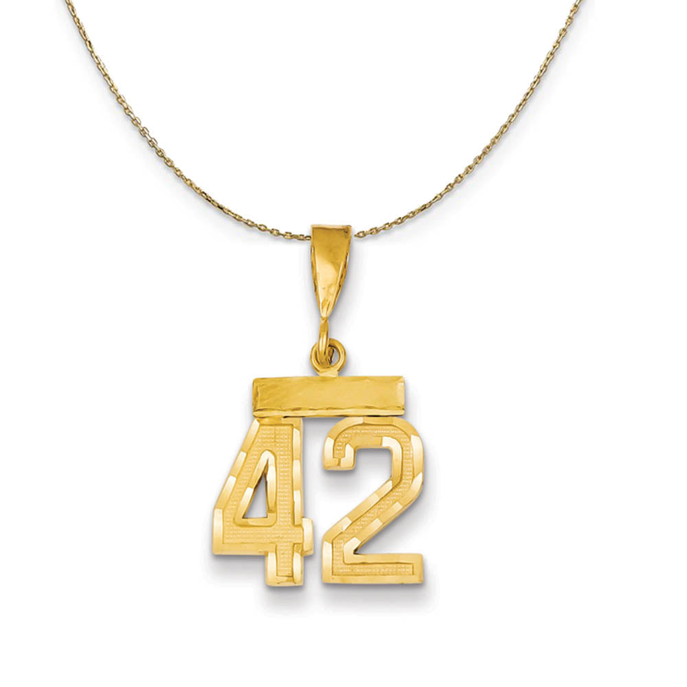 14k Yellow Gold, Varsity, Sm D/C Necklace Number 42, Item N19912 by The Black Bow Jewelry Co.