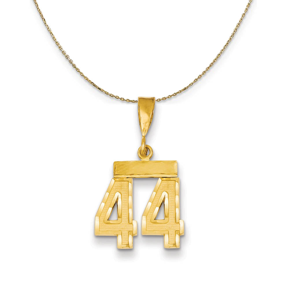 14k Yellow Gold, Varsity, Sm D/C Necklace Number 44, Item N19914 by The Black Bow Jewelry Co.